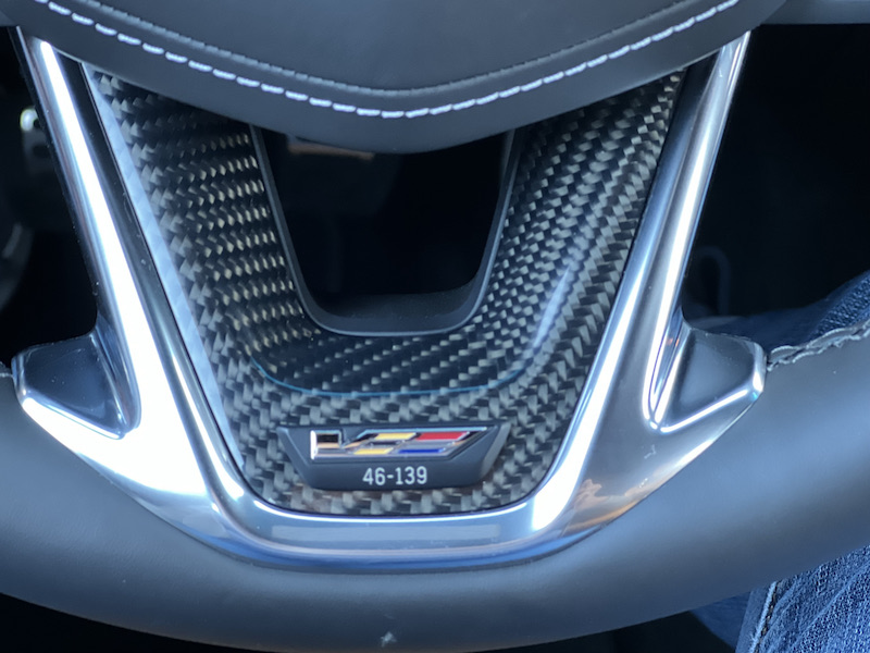 The numbered V badge on the Cadillac CT4 V Blackwing