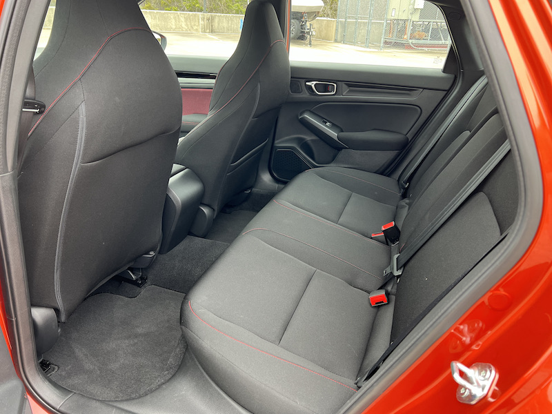 The rear seats in the Honda Civic Si