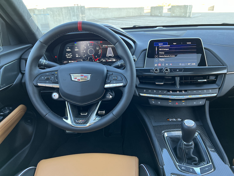 The view from the driver's seat in the Cadillac CT4 V Blackwing