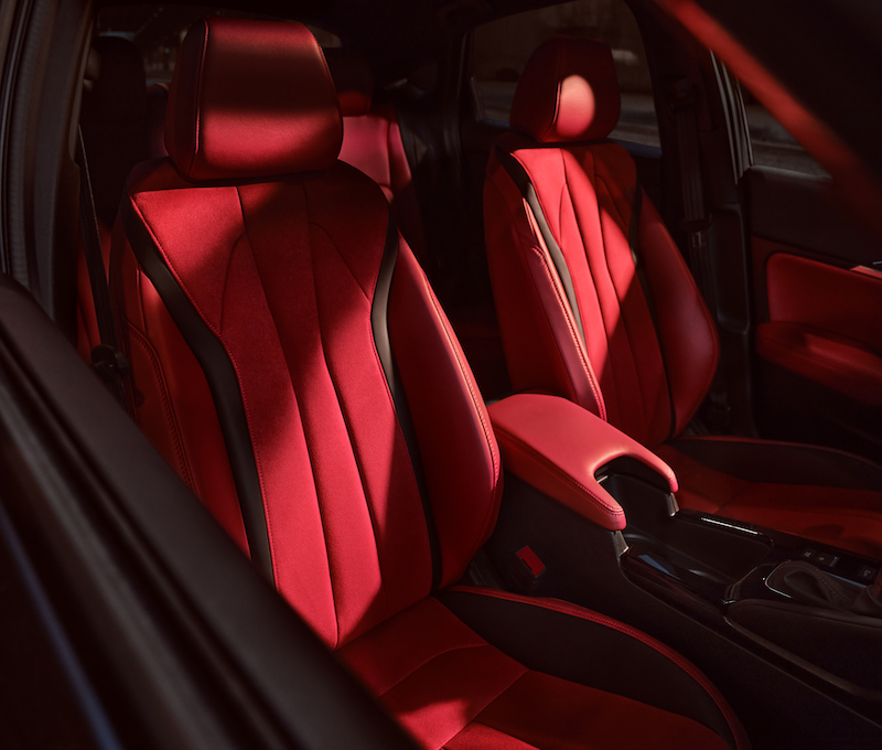 Sporty luxury sedan red interior -