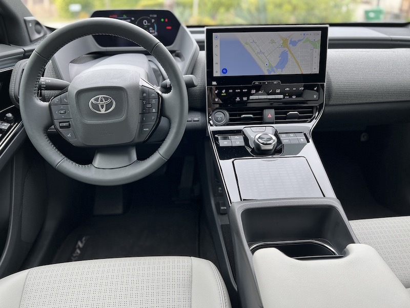A view of the driver's seat in the Toyota bZ4X