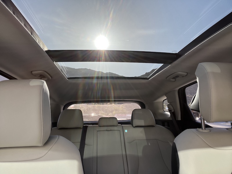 The panoramic sunroof in our test model