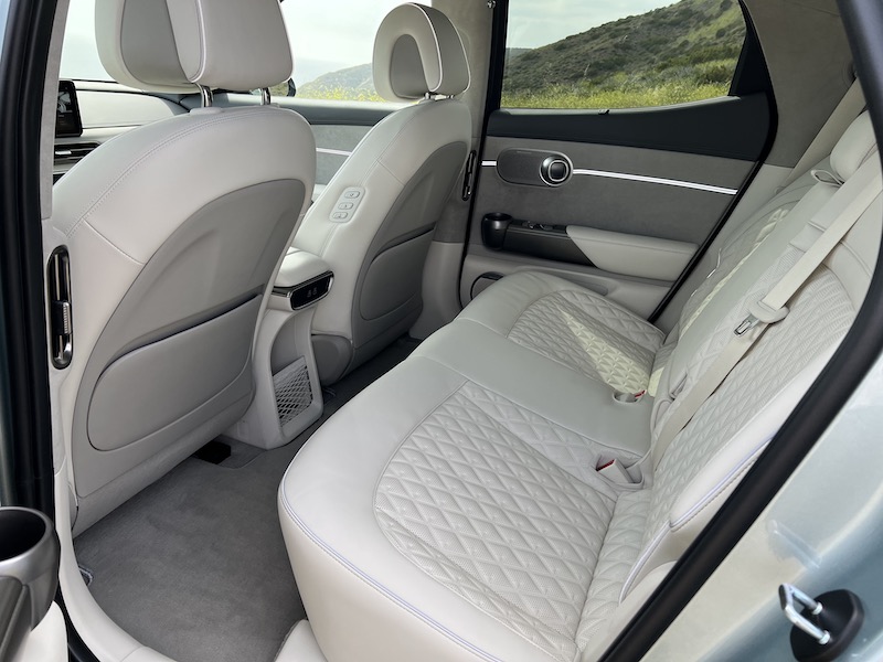 The rear seats in the Genesis GV60 are comfortable and roomy