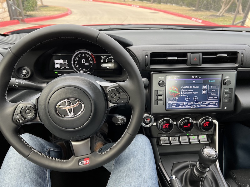 The view from the driver's seat in the Toyota GR 86