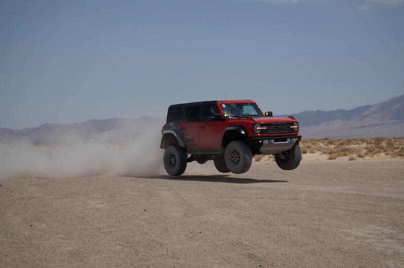 Getting a little air in the Ford Bronco Raptor. Photo: Emme Hall