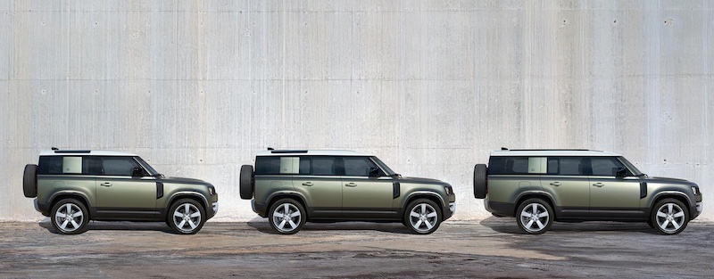 Land Rover Defenders, Defender 130 on the left. Photo: Land Rover