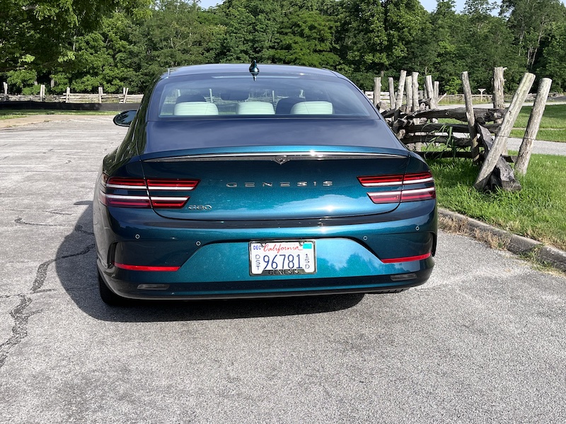 Rear end of the 2023 Genesis Electrified G80. Photo: Sara Lacey