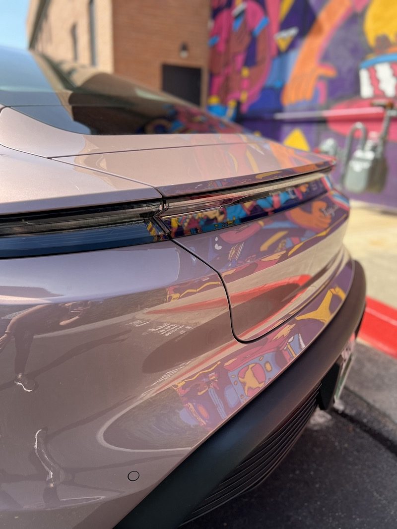 The rear end of the Taycan also shows classic Porsche details, from the rear spoiler that deploys over 40 MPG to the logo bar that spans the tail