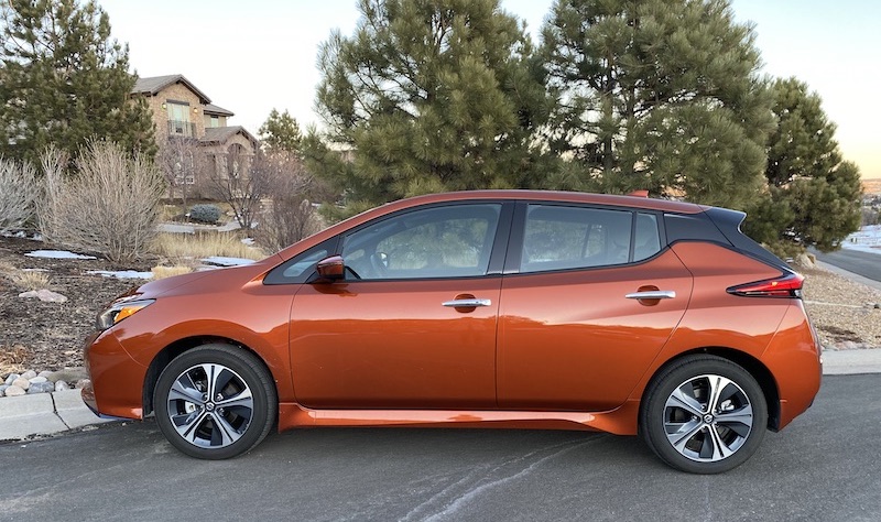 2022 Nissan Leaf Side View. Photo: Sara Lacey