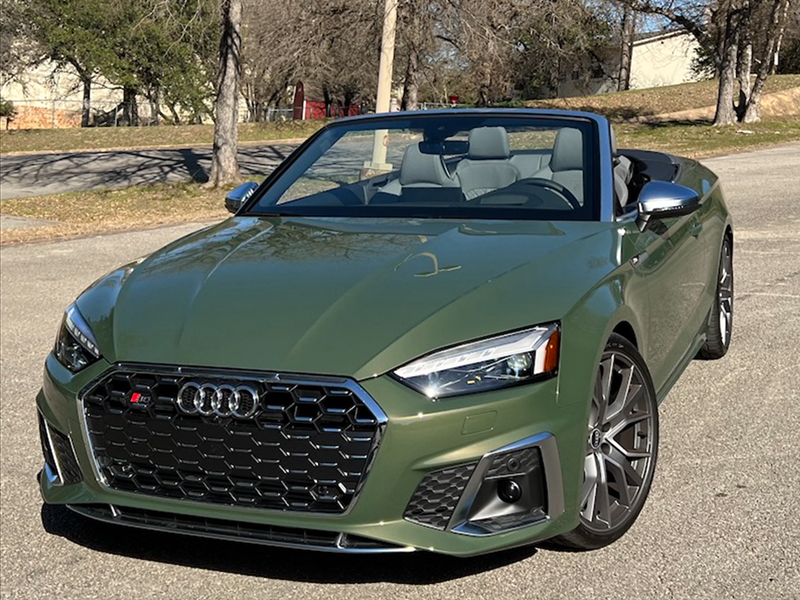 Go Ahead, Get Your Hair Messy. A Luxury Convertible Is Worth It 4 Green Audi S5 Cabriolet Convertible With Top Down.