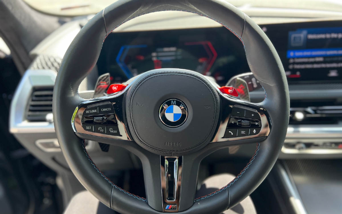 The Steering Wheel On The Bmw Xm Plug-In Electric Hybrid Suv. Photo: Allison Bell