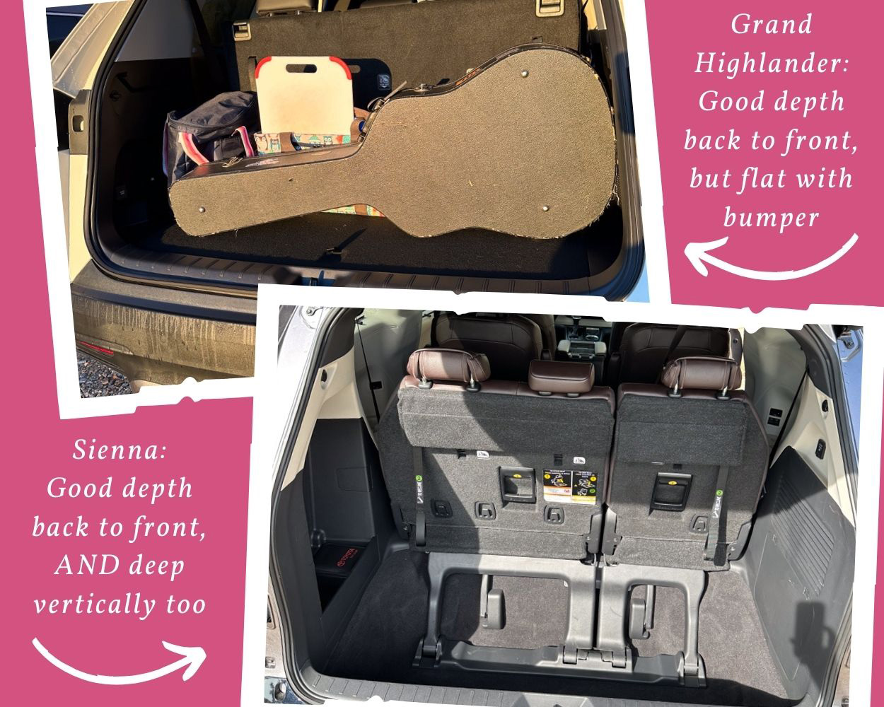 Cargo Space Considerations In The Toyota Grand Highlander And The Toyota Sienna.