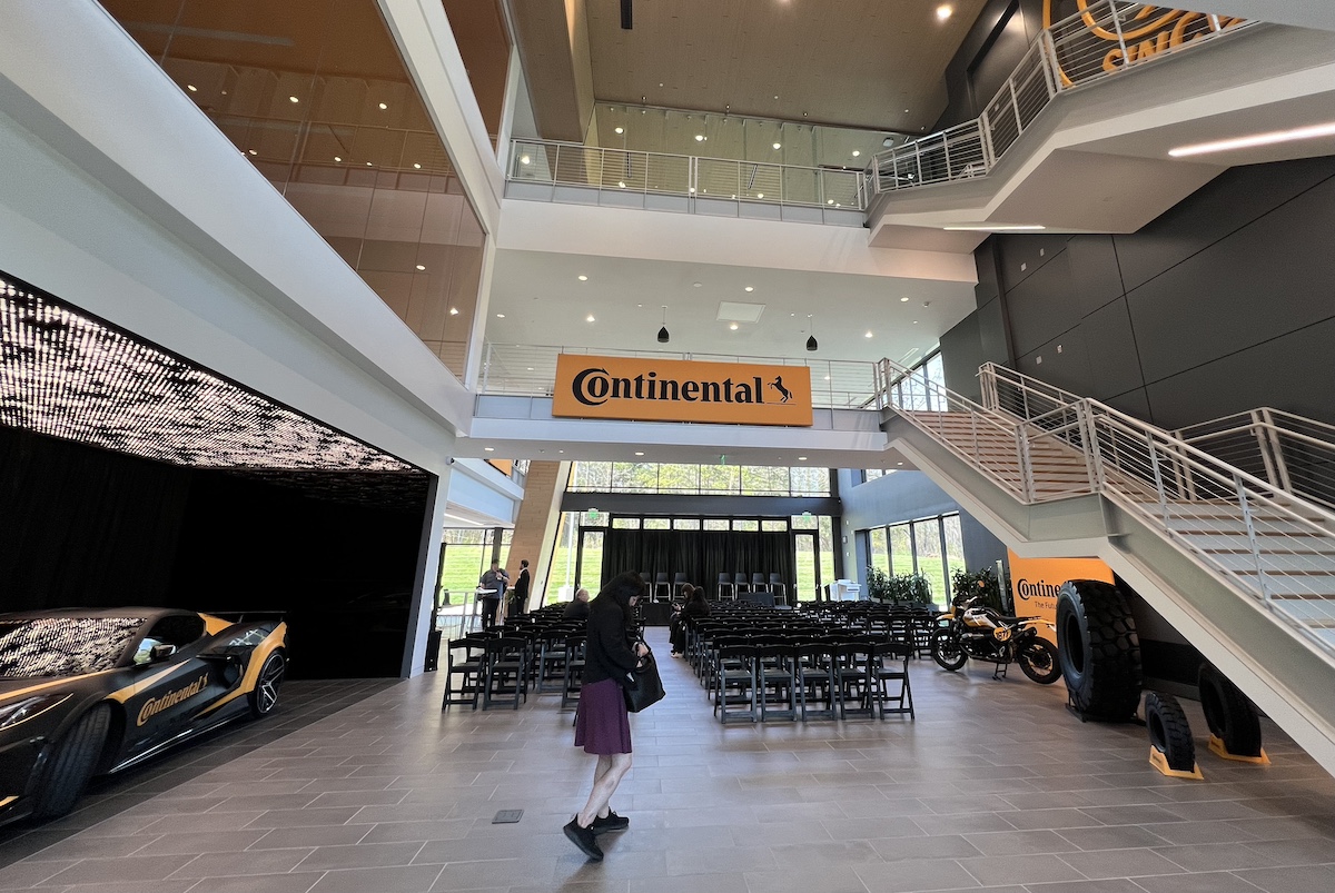 The lobby in the new Continental Tire North American headquarters