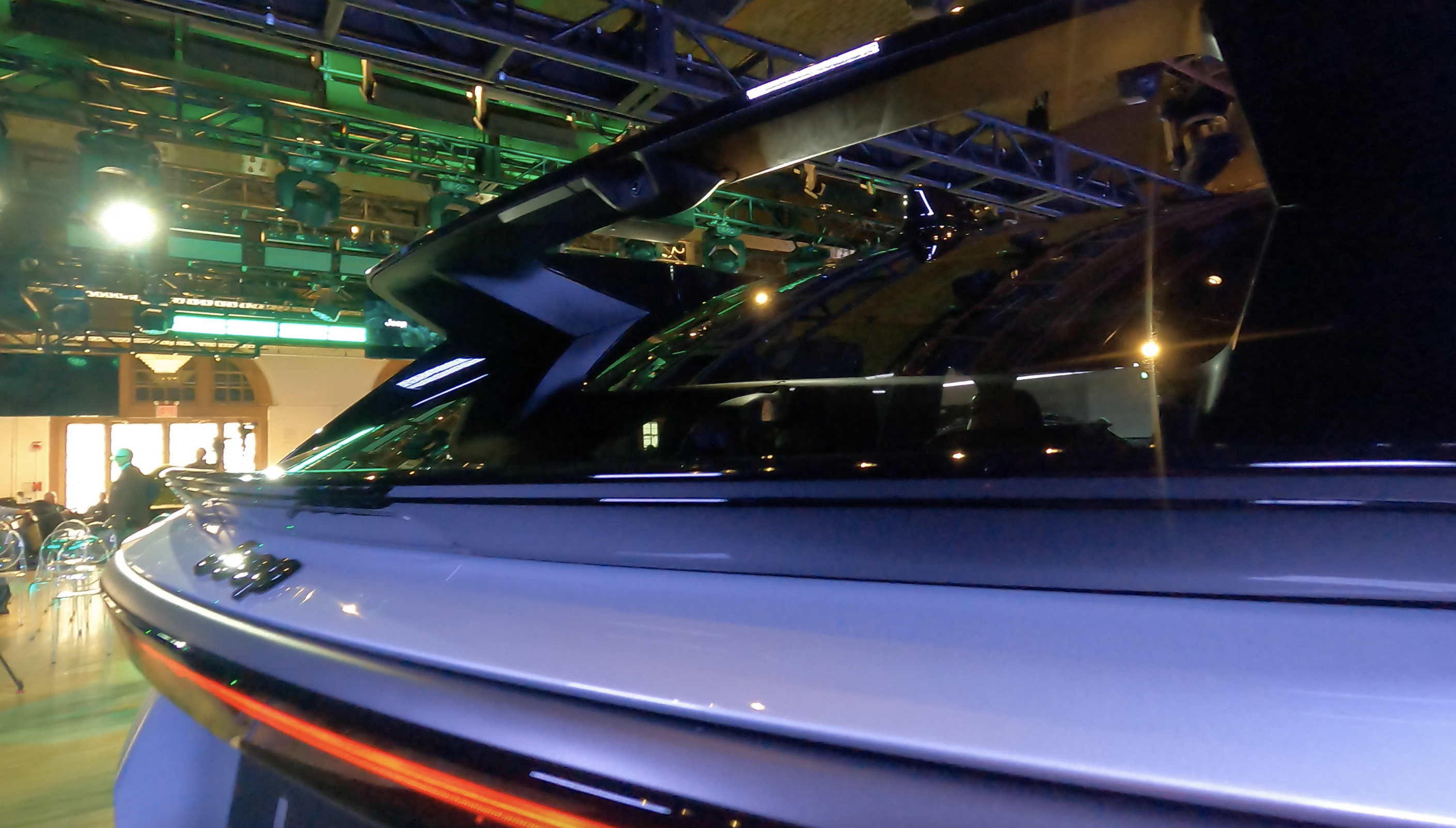 The Open Spoiler On The Rear Of The Jeep Wagoneer S