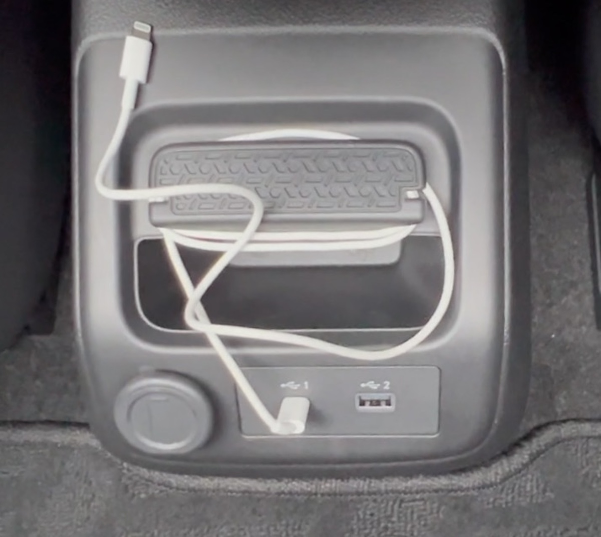 The Front Of The Center Console Has A Place To Tuck A Phone, Plus A Very Thoughtful Cord Organizer