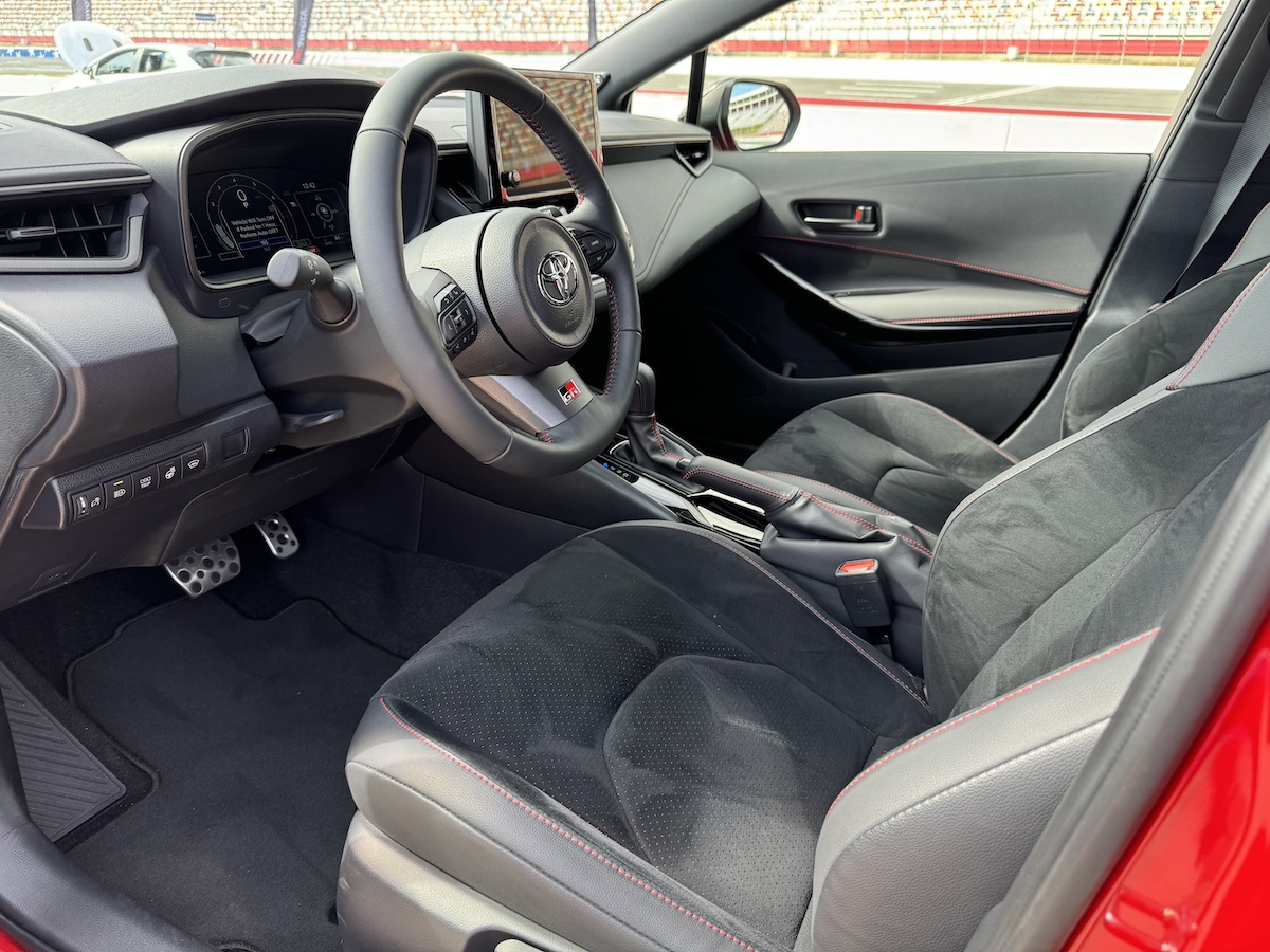 The Seats In The Toyota Gr Corolla Dat Are Covered In Suede To Keep You Planted