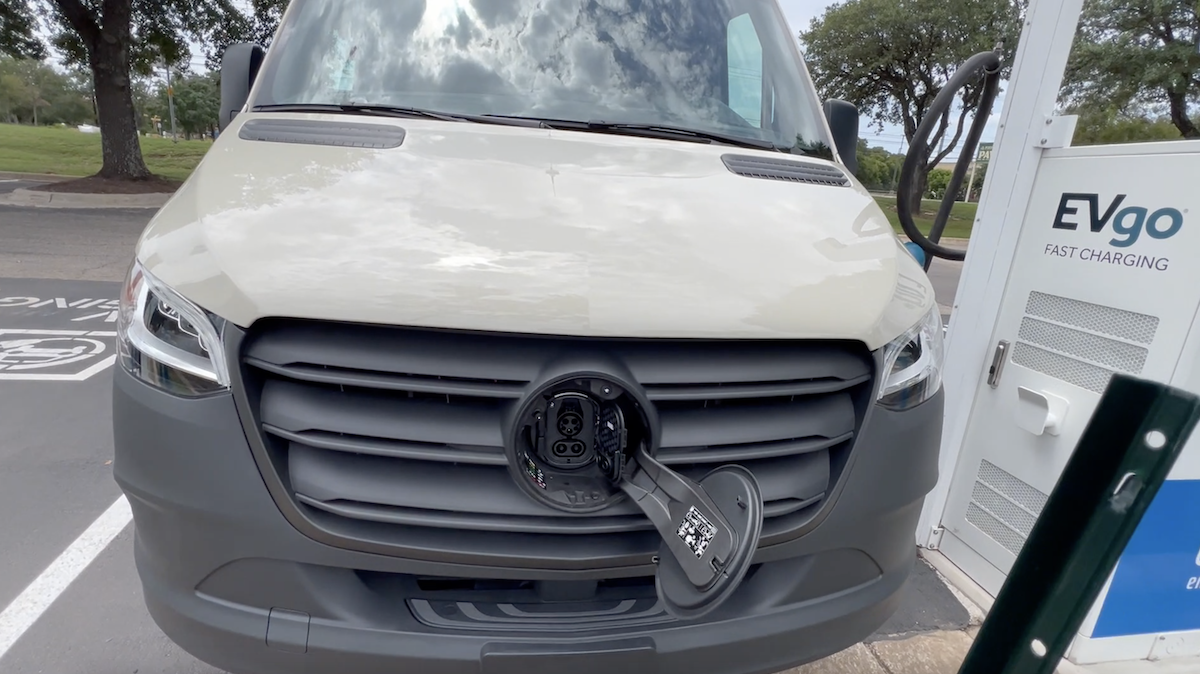 The Oddest Test Drive of the Year Also Might Be the Most Brilliant: Mercedes-Benz eSprinter Electric Van 7 The Mercedes-Benz Esprinter At A Charge Station
