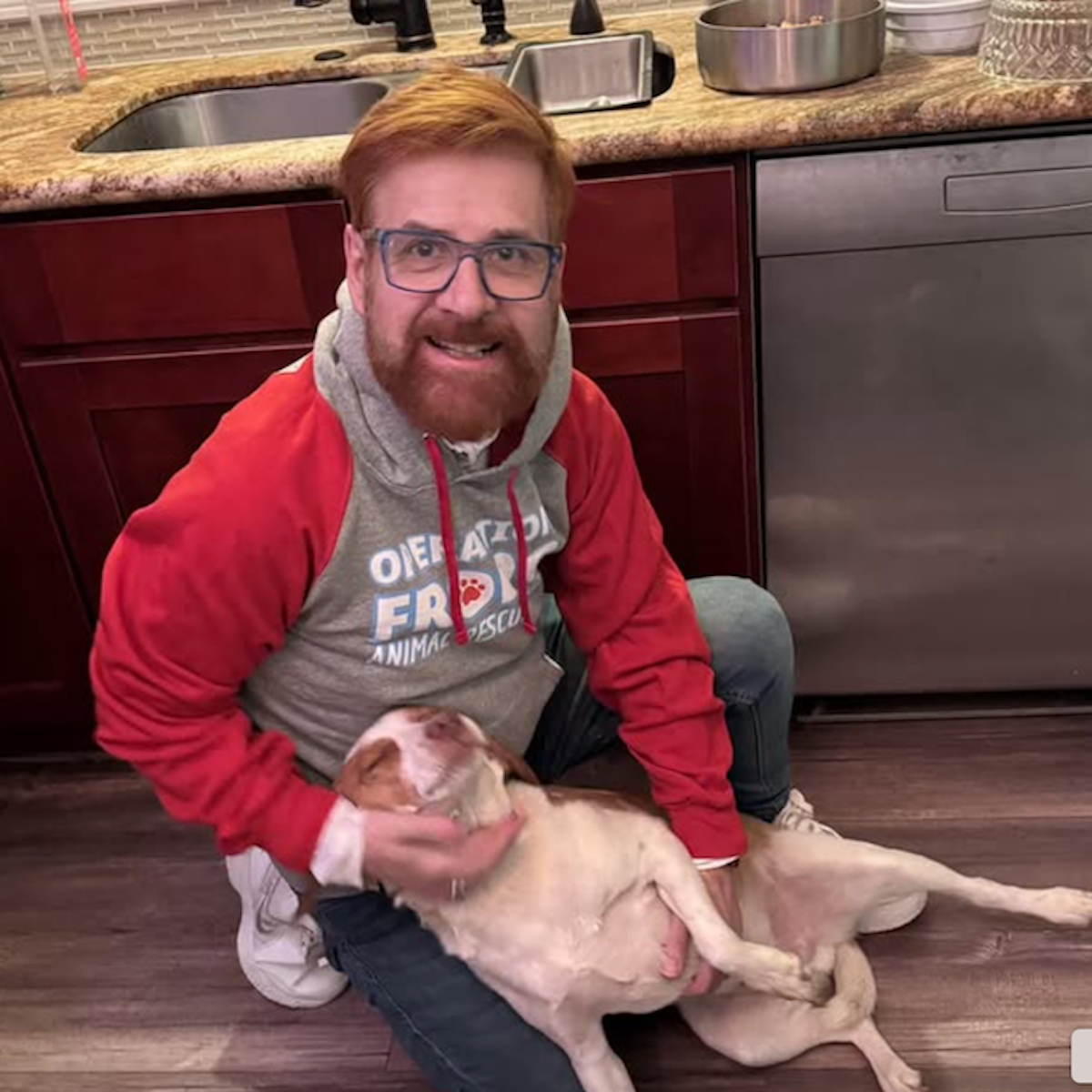 Nik Miles With The Original Frodo Rescue Dog