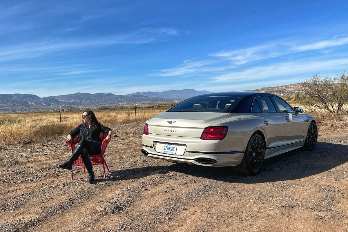 Kristin Shaw And The 2025 Bentley Flying Spur Speed Parked In The Desert