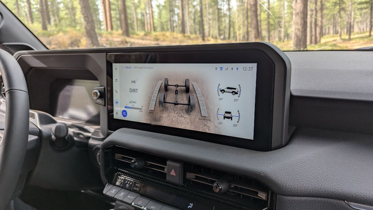 The 2024 Toyota Land Cruiser With The Off-Road Information On The Infotainment Screen