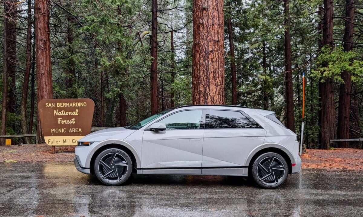 The 2025 Hyundai Ioniq 5 Xrt Parked At The Entrance Of A National Forest