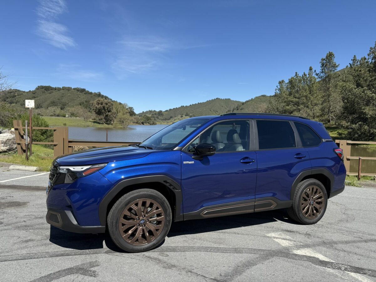 The 2025 Subaru Forester Hybrid Is At Home Among the Trees—and Muddy Hills and Rutted Roads 3 The 2025 Subaru Forester Hybrid Parked Next To A Lake
