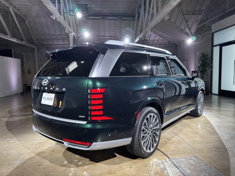 The rear end and tail lights of the 2026 Hyundai Palisade