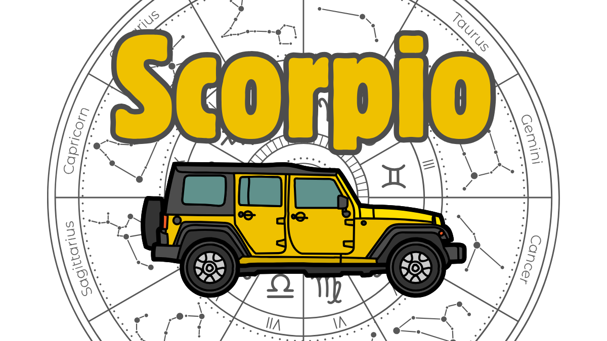The Word &Quot;Scorpio&Quot; With An Off-Road Suv Astrology Sign Astrology Sign