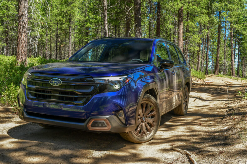 The front end of the 2025 Subaru Forester Hybrid