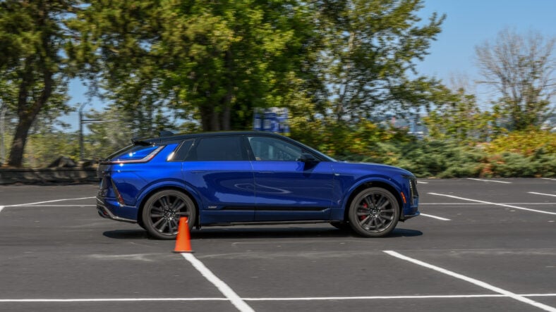 5 Reasons You Should Check Out the 2026 Cadillac Lyriq-V 4 The Side Of The 2026 Cadillac Lyriq-V During Launch Control