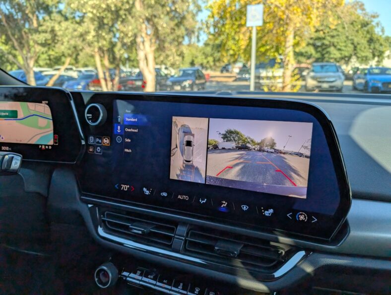 The parking assistance 360 view camera on the Equinox EV helps with parking in tight spaces