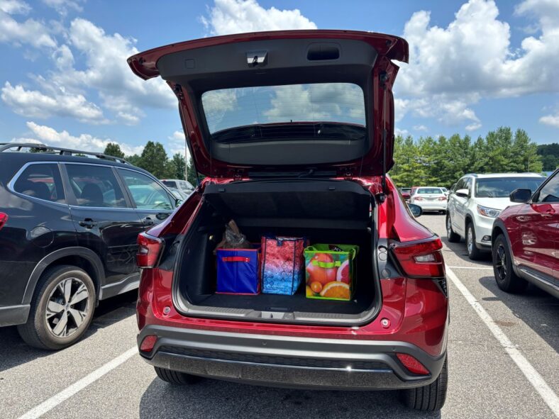 The trunk of the 2025 Chevrolet Trax full of groceries