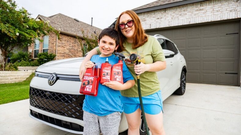 It's Not Too Late! The Best Labor Day New Car Deals, Car Fun For Kids and More 4 Natalie Merola And Her Son Preparing For Car Cleaning With Mother'S Polish