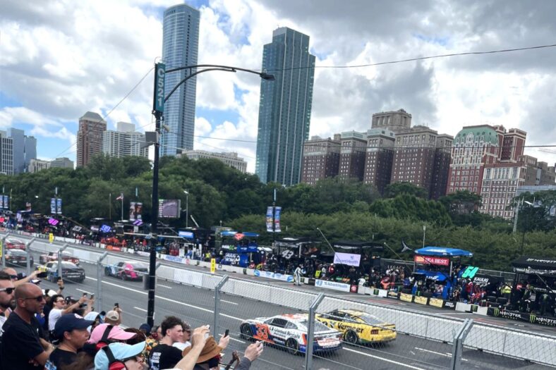 From the Mouths of Babes: 6 Things My Nephew and Niece Love About NASCAR… and Now I Do, Too 3 The Grand Stands Facing The Straightaway In Chicago