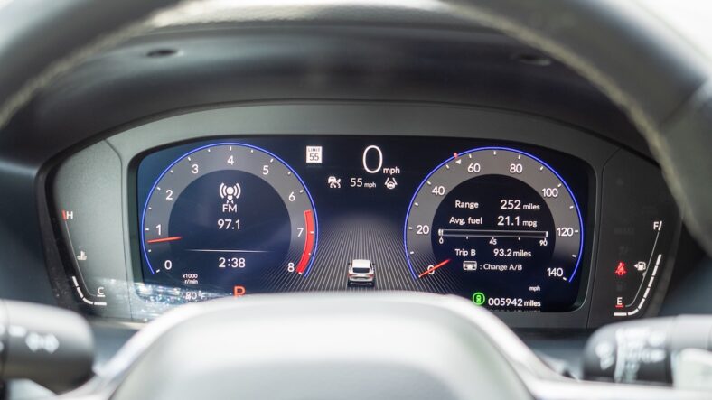 The Driver'S Display In The 2025 Acura Adx Shows My Fuel Economy During My Test Drive