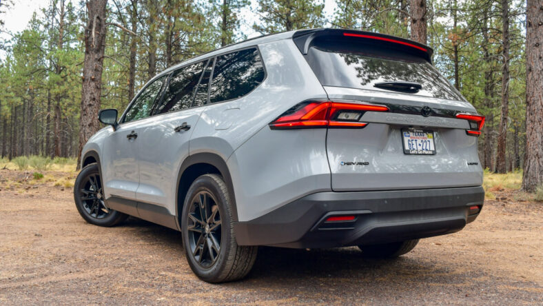 The Rear End Of The 2025 Toyota Grand Highlander Nightshade Hybrid