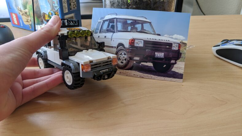 A Lego Land Rover Next To A Photo Of My Old Land Rover