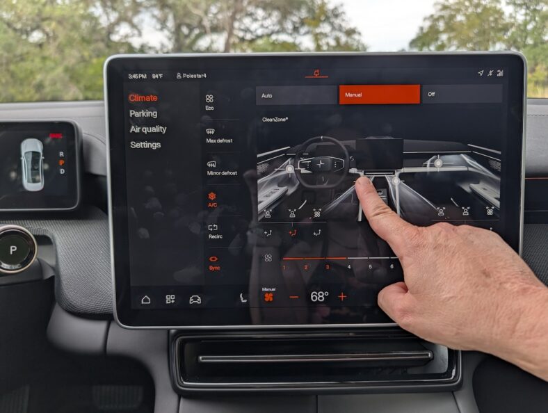 Who's Got Your Back? All Those Safety Systems In Your Car. Here's What They Do, By Car Brand 4 Most Functions Are On The Touch Screen, Including The Air Vent Adjustments, In The Polestar 4