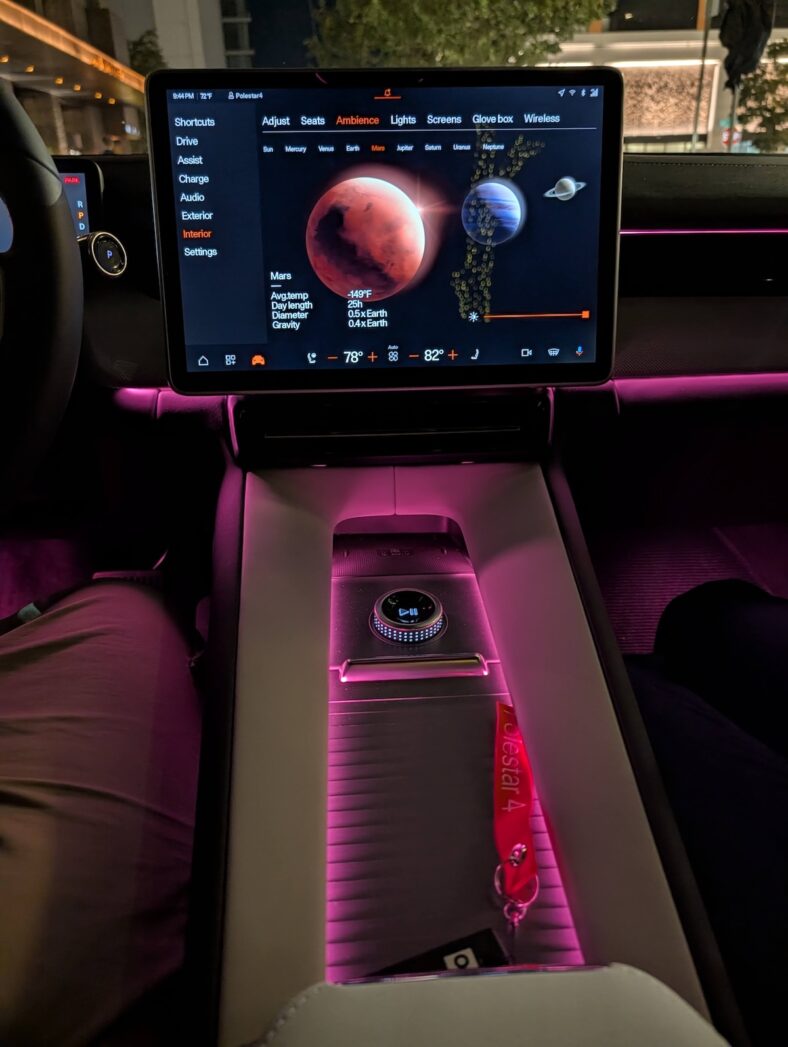 The Center Console Of The Polestar 4 Lights Up For Visual Clarity And Impact