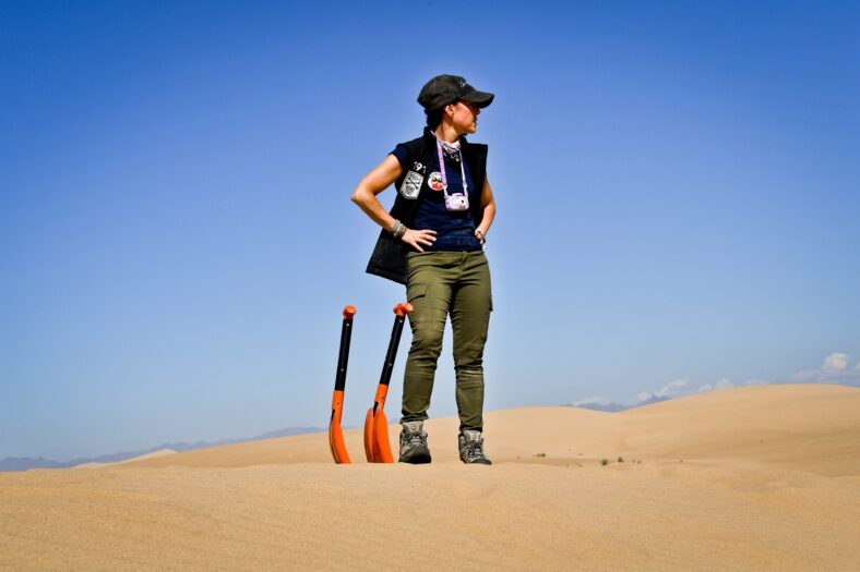 Jill Ciminillo Standing On A Dune In The Desert During The 2024 Rebelle Rally
