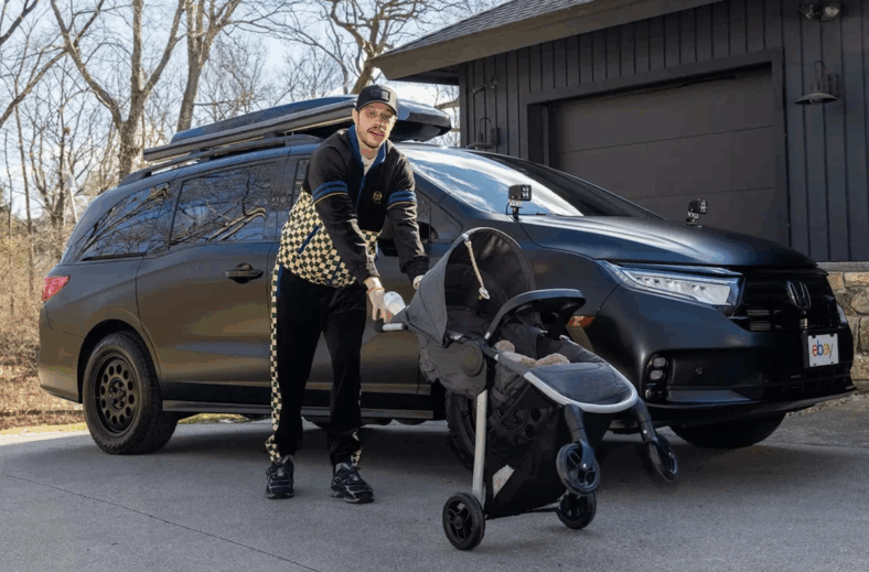 Actor And Comedian Pete Davidson With His Honda Odyssey Customized By Ebay Motors